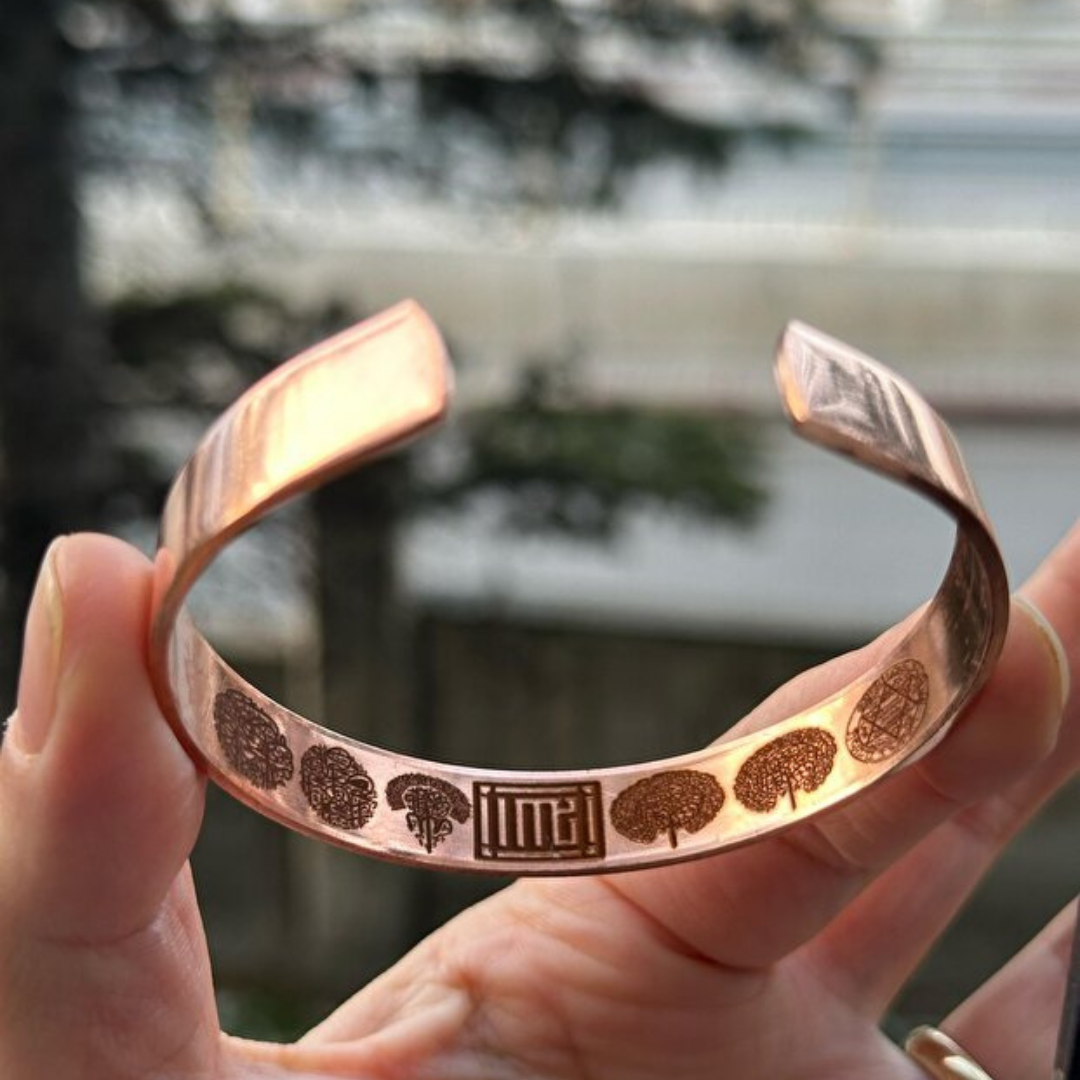 Saf Bakır Bileklik 7 li Koruma Kalkanı Zırhlı Düz Model